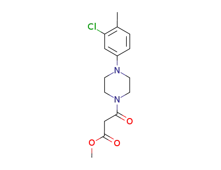 Molecular Structure of 101103-90-6 (3-[4-(3-chloro-4-methyl-phenyl)-piperazino]-3-oxo-propionic acid methyl ester)