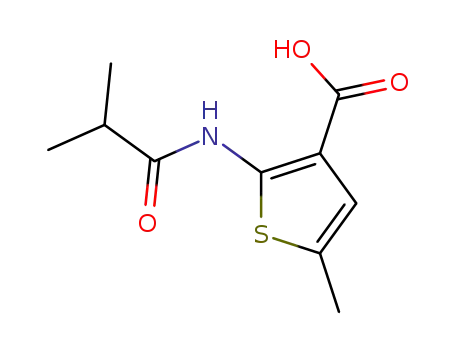 Molecular Structure of 62188-09-4 (3-Thiophenecarboxylic acid, 5-methyl-2-[(2-methyl-1-oxopropyl)amino]-)