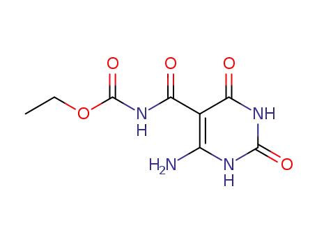 Molecular Structure of 26212-09-9 (Carbamic acid,
[(6-amino-1,2,3,4-tetrahydro-2,4-dioxo-5-pyrimidinyl)carbonyl]-, ethyl
ester)