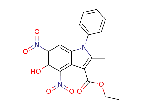 Molecular Structure of 34192-91-1 (ethyl 5-hydroxy-4,6-bisnitro-2-methyl-1-phenyl-1H-indole-3-carboxylate)