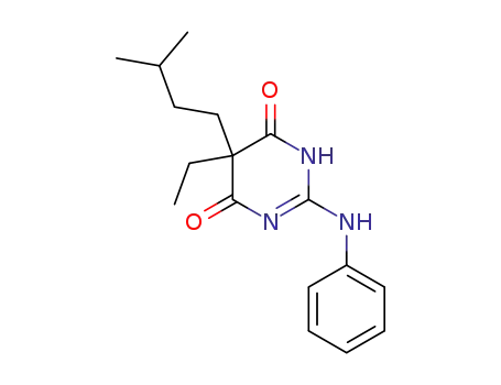 Molecular Structure of 101599-91-1 (5-ethyl-2-anilino-5-isopentyl-1<i>H</i>-pyrimidine-4,6-dione)