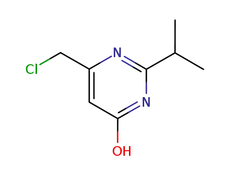 Molecular Structure of 35252-94-9 (4(1H)-Pyrimidinone, 6-(chloromethyl)-2-(1-methylethyl)-)