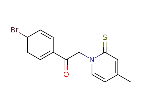 Molecular Structure of 61657-06-5 (Ethanone, 1-(4-bromophenyl)-2-(4-methyl-2-thioxo-1(2H)-pyridinyl)-)