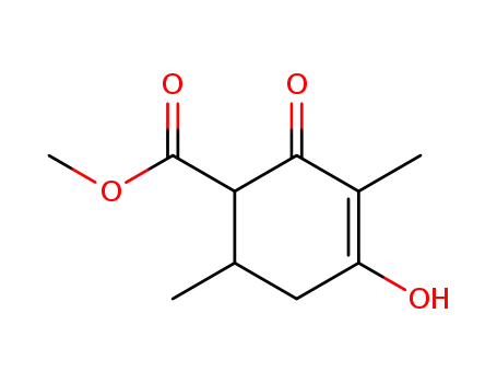 Molecular Structure of 36699-82-8 (3-Cyclohexene-1-carboxylic acid, 4-hydroxy-3,6-dimethyl-2-oxo-, methyl
ester)