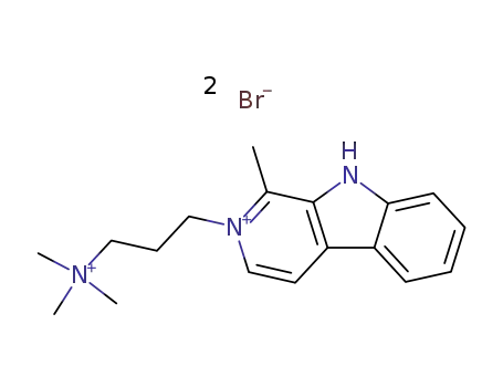 Molecular Structure of 63885-36-9 (1-methyl-2-(3-trimethylammonio-propyl)-9<i>H</i>-β-carbolinium; dibromide)