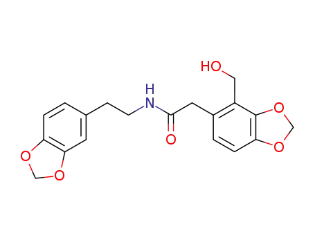Molecular Structure of 87167-71-3 (N-<2-(3,4-methylenedioxyphenyl)ethyl>(3,4-methylenedioxy-2-hydroxymethyl)-phenylacetamide)