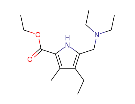 Molecular Structure of 3284-43-3 (ethyl 5-(diethylaminomethyl)-4-ethyl-3-methylpyrrole-2-carboxylate)