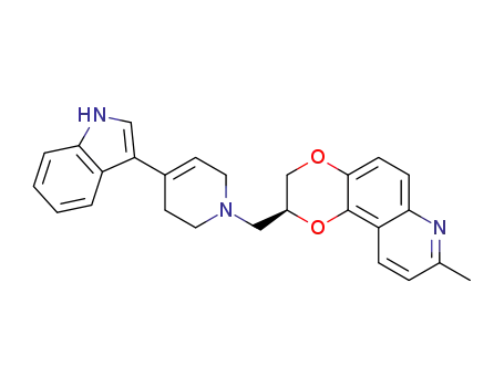Molecular Structure of 460353-65-5 (1,4-Dioxino[2,3-f]quinoline, 2-[[3,6-dihydro-4-(1H-indol-3-yl)-1(2H)-pyridinyl]methyl]-2,3-dihydro-8-methyl-, (2S)-)