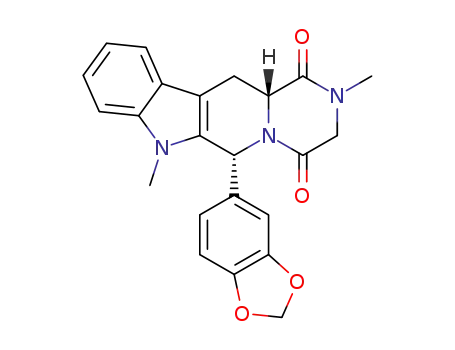Molecular Structure of 477970-21-1 ((6R,12aR)-6-(benzo[d][1,3]dioxol-5-yl)-2,7-dimethyl-2,3,6,7,12,12a-hexahydropyrazino[1',2':1,6]pyrido[3,4-b]indole-1,4-dione)