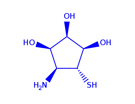 Molecular Structure of 288088-57-3 (1,2,3-Cyclopentanetriol,4-amino-5-mercapto-,(1R,2R,3R,4S,5R)-(9CI))