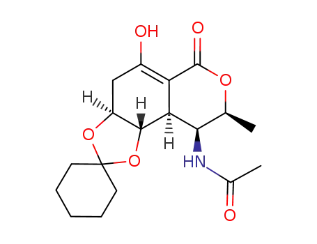 (3α,4α,4aβ,5β,6α)-4-acetamido-5,6-(cyclohexylidenedioxy)-3,4,4a,5,6,7-hexahydro-8-hydroxy-3-methylisocoumarin