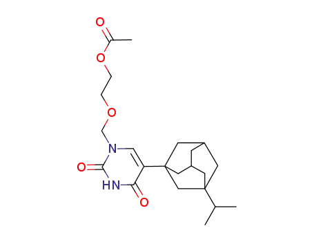 Molecular Structure of 263239-81-2 (acetic acid 2-[5-(3-isopropyl-adamantan-1-yl)-2,4-dioxo-3,4-dihydro-2<i>H</i>-pyrimidin-1-ylmethoxy]-ethyl ester)
