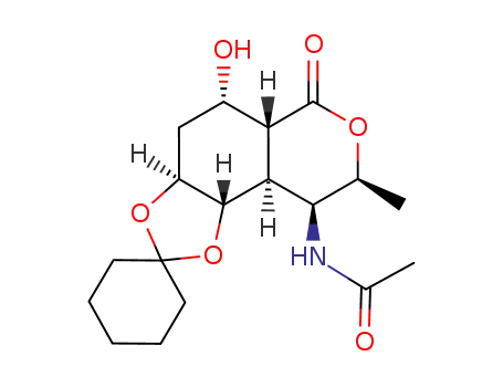 <1β,2α(1R*,2R*),3β,4α,6β>-2-<1-acetamido-2-hydroxypropyl>-3,4-(cyclohexylidenedioxy)-6-hydroxycyclohexanecarboxylic acid, δ-lactone