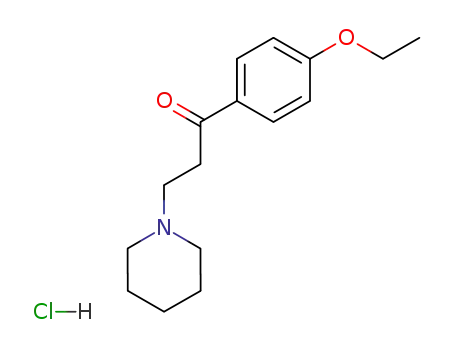 Molecular Structure of 63815-42-9 (1-(4-ethoxyphenyl)-3-(piperidin-1-yl)propan-1-one hydrochloride (1:1))