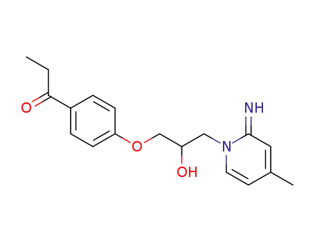 Molecular Structure of 63815-46-3 (1-(4-{2-hydroxy-3-[(2E)-2-imino-4-methylpyridin-1(2H)-yl]propoxy}phenyl)propan-1-one)