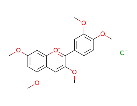 Molecular Structure of 64349-50-4 (2-(3,4-dimethoxy-phenyl)-3,5,7-trimethoxy-chromenylium; chloride)