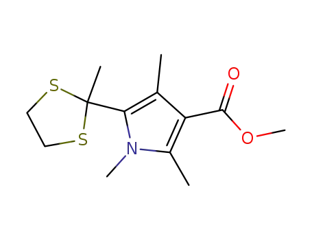 1H-Pyrrole-3-carboxylic acid,
1,2,4-trimethyl-5-(2-methyl-1,3-dithiolan-2-yl)-, methyl ester