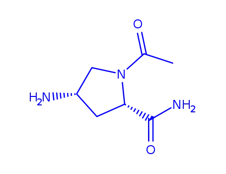 Molecular Structure of 702679-96-7 (2-Pyrrolidinecarboxamide, 1-acetyl-4-amino-, (2S,4S)- (9CI))