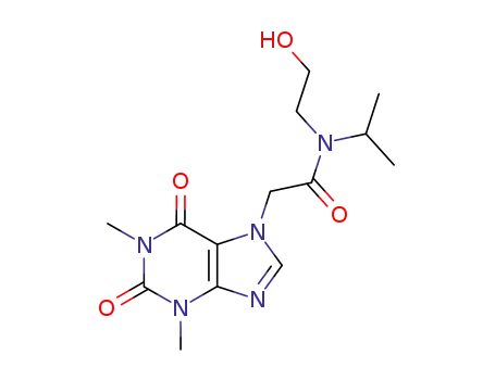 Molecular Structure of 100879-76-3 ((1,3-dimethyl-2,6-dioxo-1,2,3,6-tetrahydro-purin-7-yl)-acetic acid-[(2-hydroxy-ethyl)-isopropyl-amide])