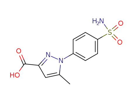 Molecular Structure of 69181-14-2 (1H-Pyrazole-3-carboxylic acid, 1-[4-(aminosulfonyl)phenyl]-5-methyl-)