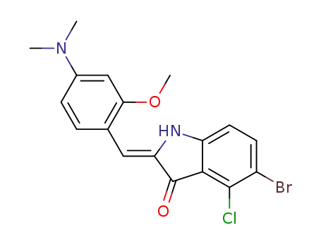 Molecular Structure of 1254798-64-5 ((Z)-5-bromo-4-chloro-2-(4-dimethylamino-2-methoxybenzylidene)indolin-3-one)