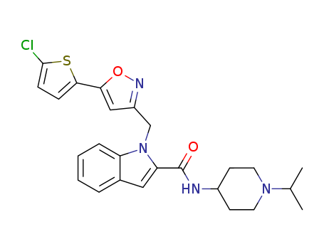1H-Indole-2-carboxamide, 1-[[5-(5-chloro-2-thienyl)-3-isoxazolyl]methyl]-N-[1-(1-methylethyl)-4-piperidinyl]-
