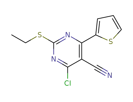 5-Pyrimidinecarbonitrile, 4-chloro-2-(ethylthio)-6-(2-thienyl)-