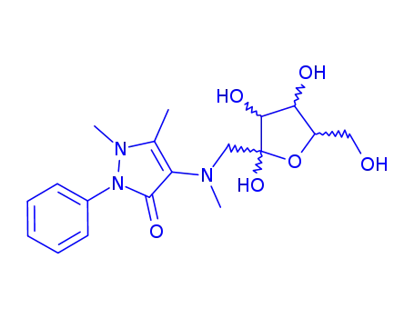 Molecular Structure of 70697-53-9 (N-(2-(5-hydroxymethyl-2,3,4,5-tetrahydro-2,3,4-trihydroxy)furyl)methyl-N-methylantipyrine)