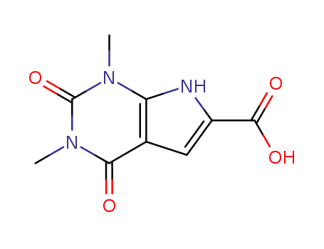 Molecular Structure of 55307-37-4 (1H-Pyrrolo[2,3-d]pyrimidine-6-carboxylicacid, 2,3,4,7-tetrahydro-1,3-dimethyl-2,4-dioxo-)