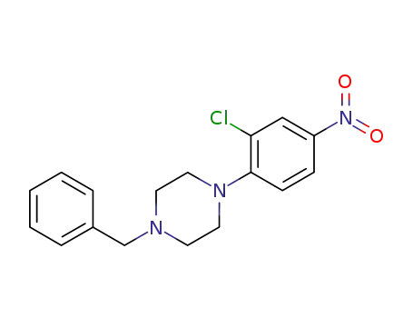 Molecular Structure of 55403-31-1 (Piperazine, 1-(2-chloro-4-nitrophenyl)-4-(phenylmethyl)-)