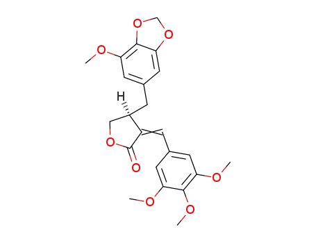 2(3H)-Furanone,
dihydro-4-[(7-methoxy-1,3-benzodioxol-5-yl)methyl]-3-[(3,4,5-trimethoxy
phenyl)methylene]-, (S)-