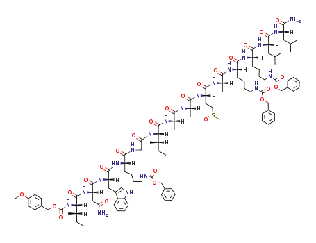 Molecular Structure of 74105-17-2 (Z(OMe)-Ile-Asn-Trp-Lys(Z)-Gly-Ile-Ala-Ala-Met(O)-Ala-Lys(Z)-Lys(Z)-Leu-Leu-NH<sub>2</sub>)