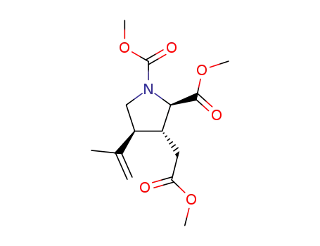 Molecular Structure of 134810-23-4 ((2α,3β,4α)-1,2-Dimethoxycarbonyl-4-(1-methylethenyl)-3-pyrrolidineacetic acid methyl ester)