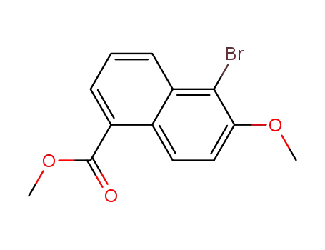 Molecular Structure of 84532-70-7 (1-Naphthalenecarboxylic acid, 5-bromo-6-methoxy-, methyl ester)