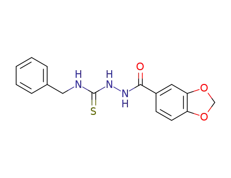 Molecular Structure of 52190-78-0 (1,3-Benzodioxole-5-carboxylic acid,
2-[[(phenylmethyl)amino]thioxomethyl]hydrazide)