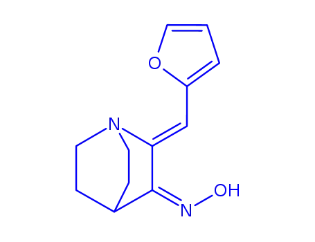 Molecular Structure of 88649-03-0 (1-Azabicyclo[2.2.2]octan-3-one, 2-(2-furanylmethylene)-, oxime, (Z,Z)-)