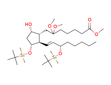 7-{(1R,2R,3R,5S)-3-(tert-Butyl-dimethyl-silanyloxy)-2-[(E)-(S)-3-(tert-butyl-dimethyl-silanyloxy)-oct-1-enyl]-5-hydroxy-cyclopentyl}-6,6-dimethoxy-heptanoic acid methyl ester