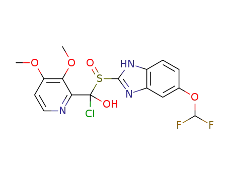 Molecular Structure of 812664-94-1 (5-(difluoromethoxy)-2-[[(3,4-dimethoxy-2-pyridinyl)chlorohydroxymethyl]sulfinyl]-1H-benzimidazole)