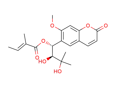 2-Butenoic acid,2-methyl-,(1R,2S)-2,3-dihydroxy-1-(7-methoxy-2-oxo-2H-1-benzopyran-6-yl)-3-methylbutylester, (2E)-