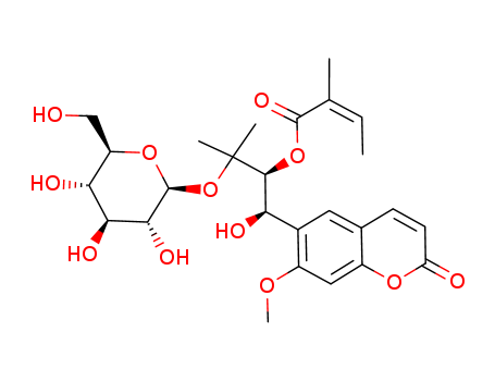 2-Butenoic acid,2-methyl-,(1S)-2-(â-Dglucopyranosyloxy)- 1-[(R)-hydroxy(7- methoxy-2-oxo-2H-1-benzopyran-6-yl)- methyl]-2-methylpropyl ester,(2Z)-