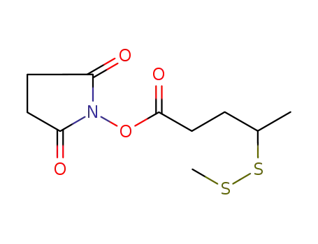 Molecular Structure of 796073-59-1 (Pentanoic acid, 4-(methyldithio)-, 2,5-dioxo-1-pyrrolidinyl ester)