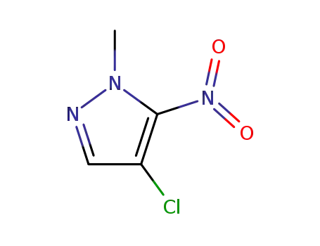 Molecular Structure of 84547-95-5 (1H-Pyrazole, 4-chloro-1-methyl-5-nitro-)
