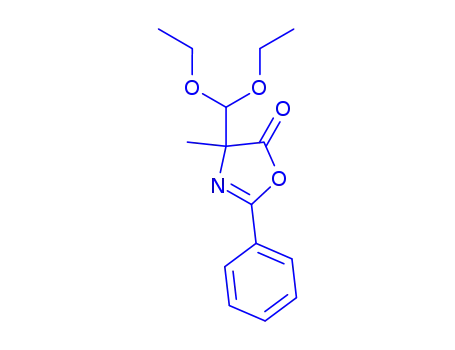 Molecular Structure of 855416-29-4 (2-Oxazolin-5-one,  4-(diethoxymethyl)-4-methyl-2-phenyl-  (5CI))