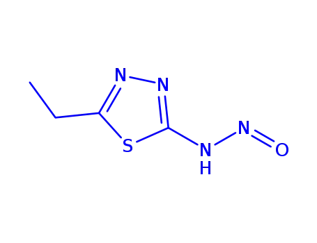 Molecular Structure of 857748-74-4 (1,3,4-Thiadiazole,  2-ethyl-5-nitrosamino-  (5CI))