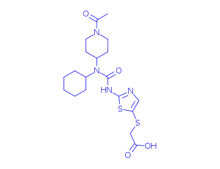 2-((2-(3-(1-Acetylpiperidin-4-yl)-3-cyclohexylureido)thiazol-5-yl)thio)acetic acid