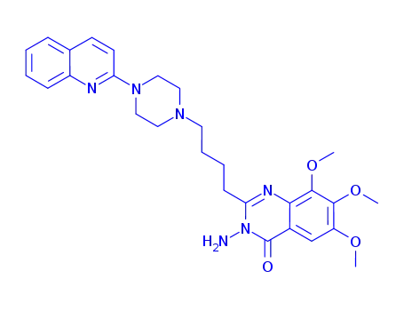 Molecular Structure of 864386-11-8 (4(3H)-Quinazolinone,  3-amino-6,7,8-trimethoxy-2-[4-[4-(2-quinolinyl)-1-piperazinyl]butyl]-)