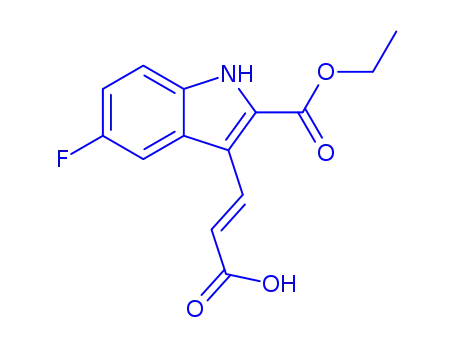 Molecular Structure of 885273-65-4 (ETHYL 3-(2-CARBOXY-VINYL)-5-FLUORO-1H-INDOLE-2-CARBOXYLATE)