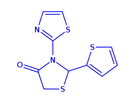 Molecular Structure of 91259-96-0 (3-(1,3-thiazol-2-yl)-2-(thiophen-2-yl)-1,3-thiazolidin-4-one)