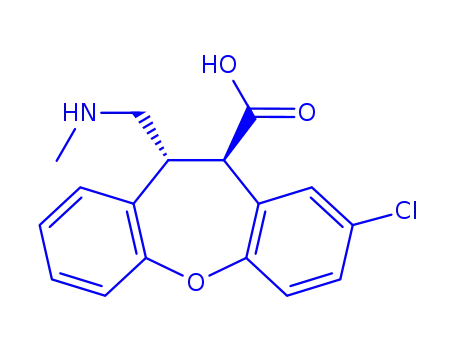 Molecular Structure of 912355-99-8 ((10S,11S)-8-chloro-11-((MethylaMino)Methyl)-10,11-dihydrodibenzo[b,f]oxepine-10-carboxylic acid)