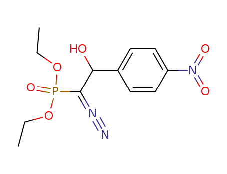 Molecular Structure of 63861-39-2 (Phosphonic acid, [1-diazo-2-hydroxy-2-(4-nitrophenyl)ethyl]-, diethyl
ester)